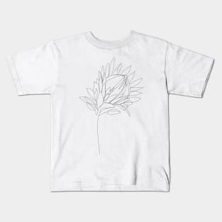 Protea line art. Line drawing flower Kids T-Shirt